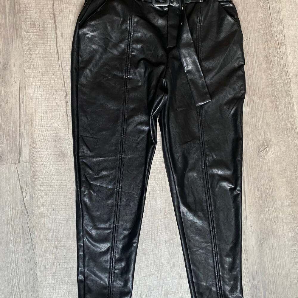 Fashion Nova Blondie Belted Faux Leather Pants